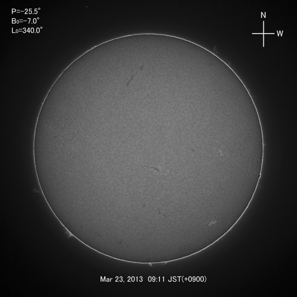 H-alpha image, Mar 23, 2013