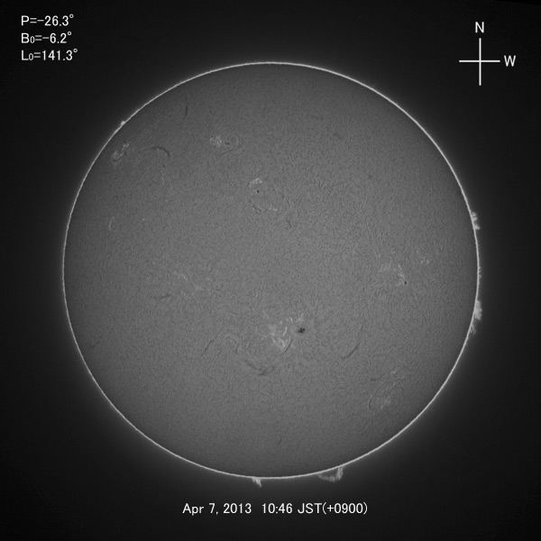 H-alpha image, Apr 7, 2013
