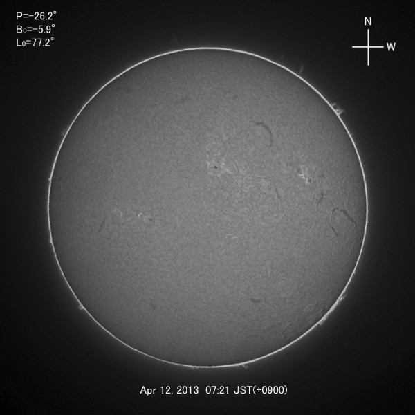 H-alpha image, Apr 12, 2013