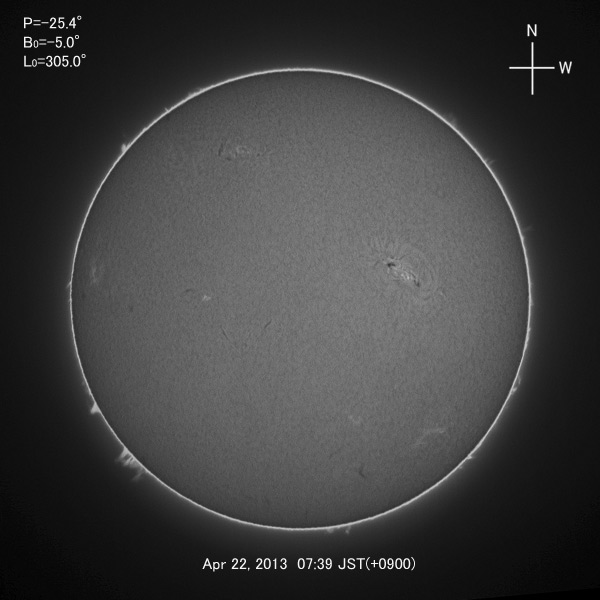 H-alpha image, Apr 22, 2013