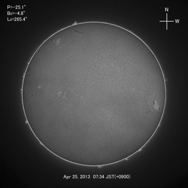 H-alpha image, Apr 25, 2013