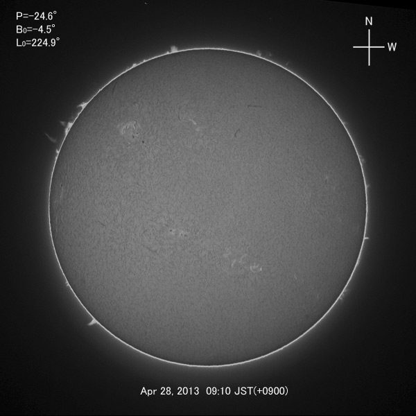 H-alpha image, Apr 28, 2013