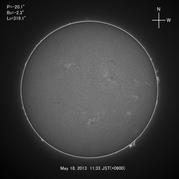 H-alpha image, May 18, 2013