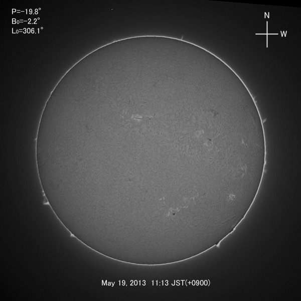 H-alpha image, May 19, 2013