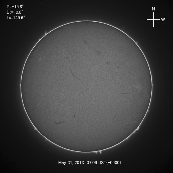 H-alpha image, May 31, 2013