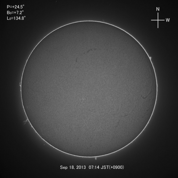 H-alpha image, Sep 18, 2013